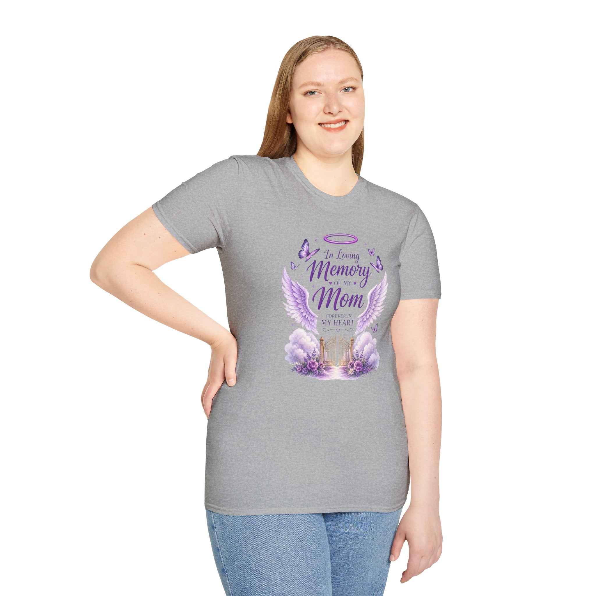 In Loving Memory Mom T-Shirt – Memorial Angel Wings Tribute