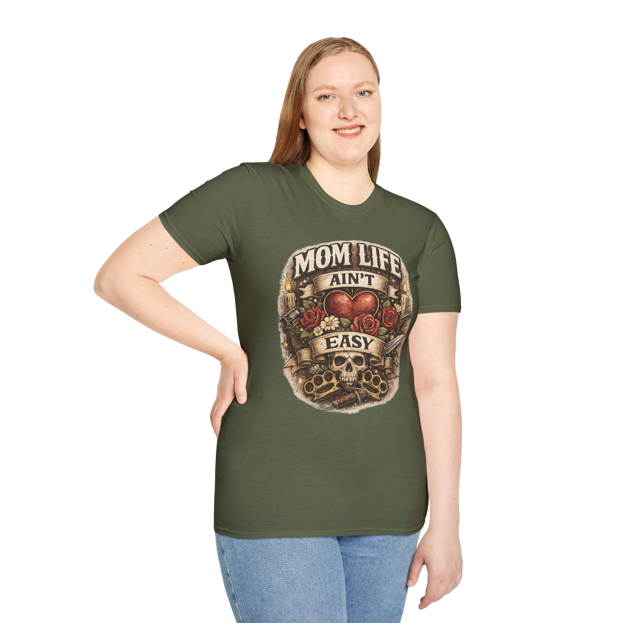 Mom Life Ain't Easy Unisex Softstyle T-Shirt - Perfect Gift for Moms