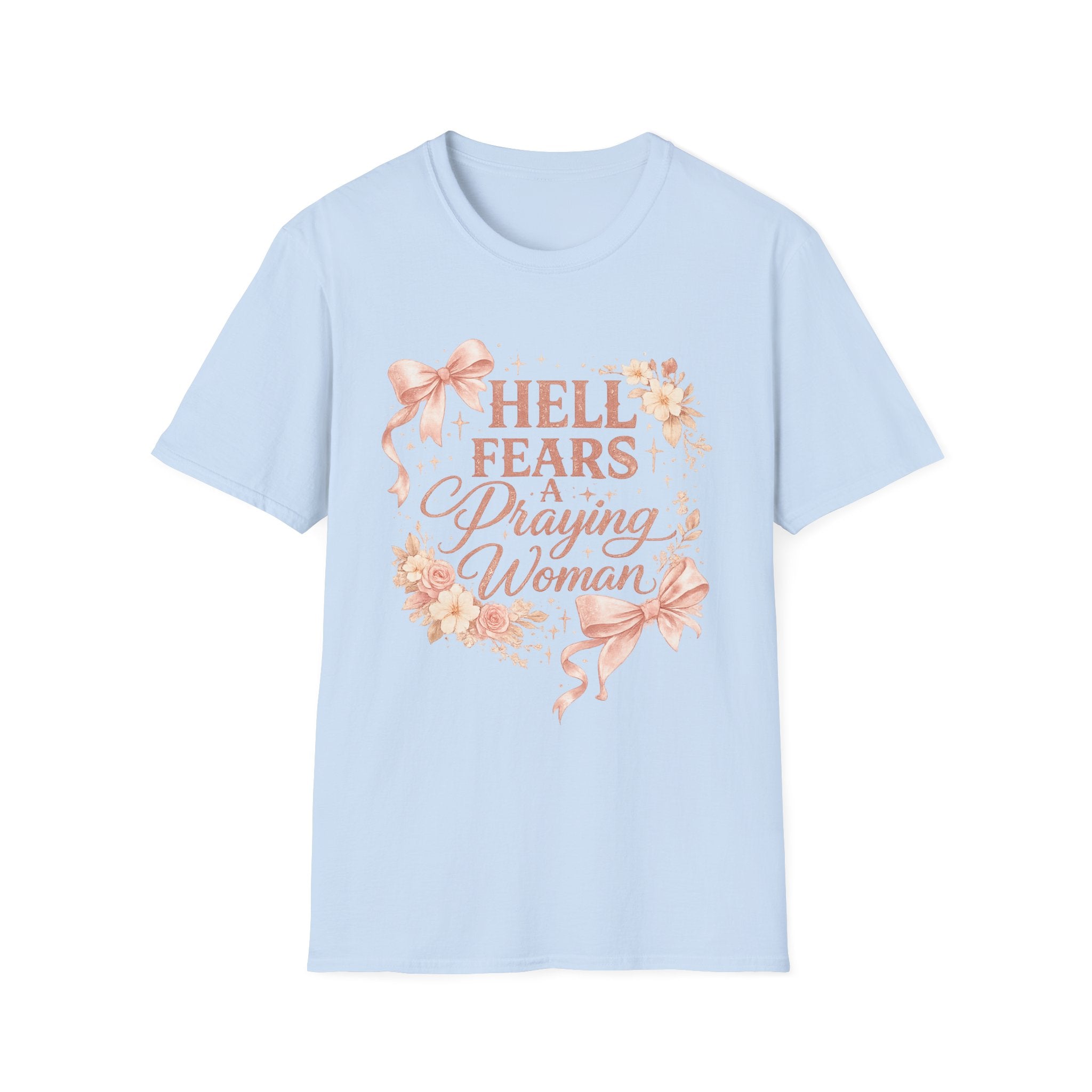 Prayerful Woman T-Shirt — "Hell Fears a Praying Woman" Floral Faith Tee