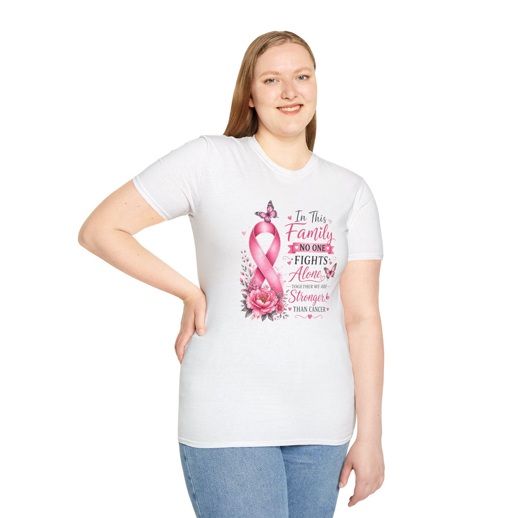 Breast Cancer Support T-Shirt — "In This Family No One Fights Alone"