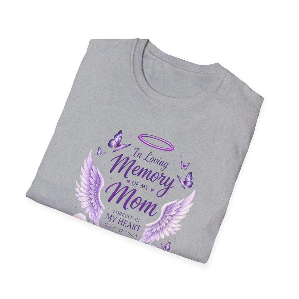 In Loving Memory Mom T-Shirt – Memorial Angel Wings Tribute