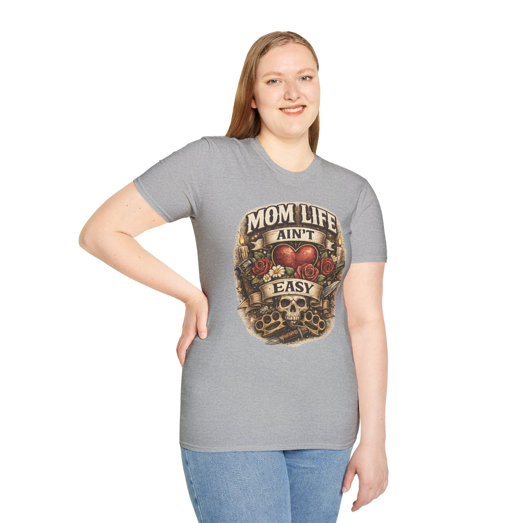 Mom Life Ain't Easy Unisex Softstyle T-Shirt - Perfect Gift for Moms
