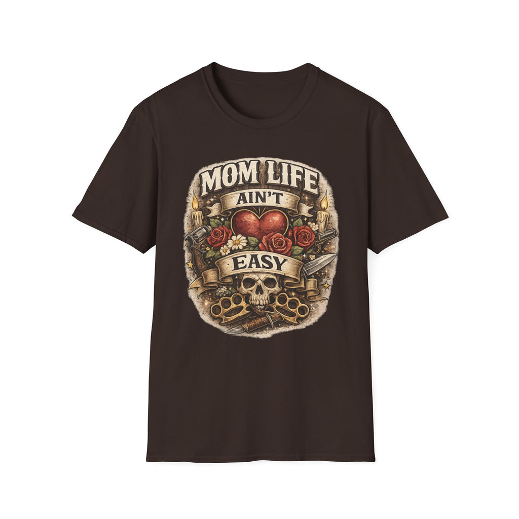 Mom Life Ain't Easy Unisex Softstyle T-Shirt - Perfect Gift for Moms