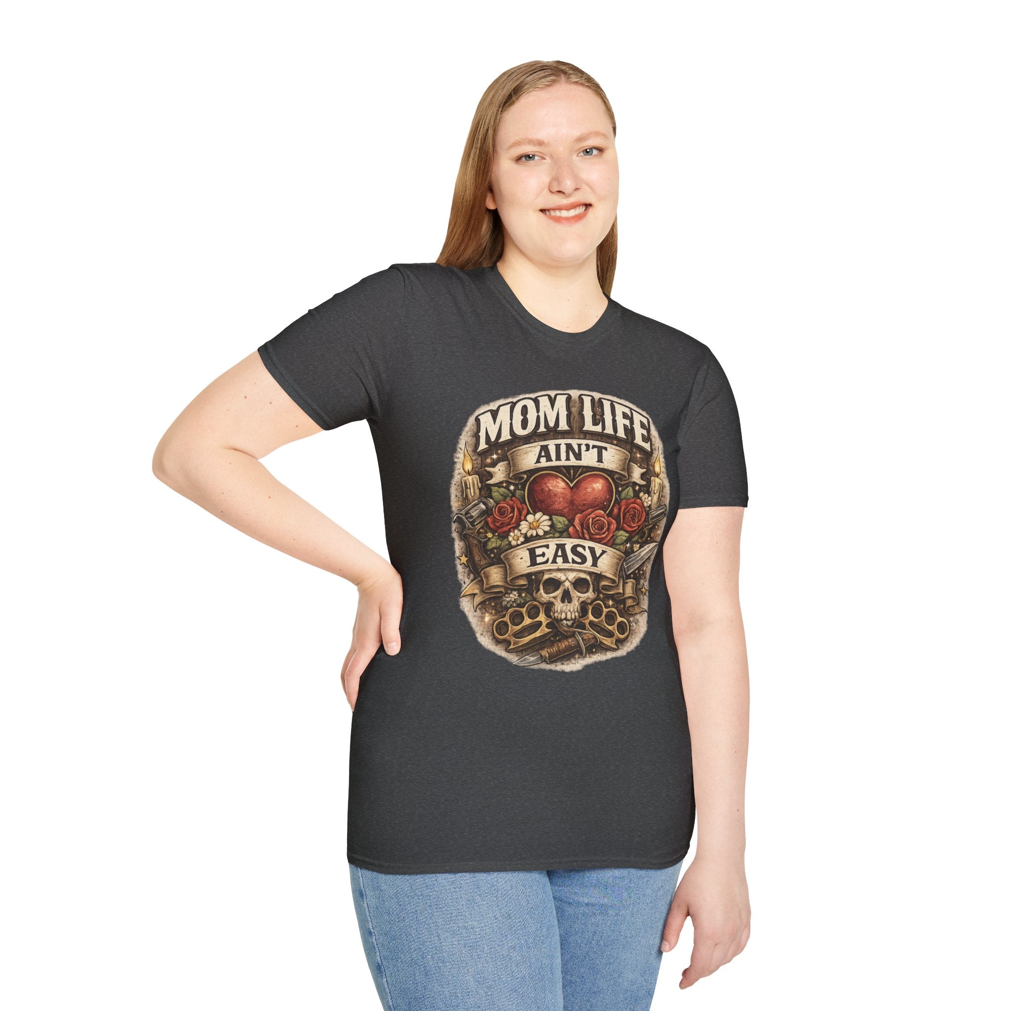 Mom Life Ain't Easy Unisex Softstyle T-Shirt - Perfect Gift for Moms