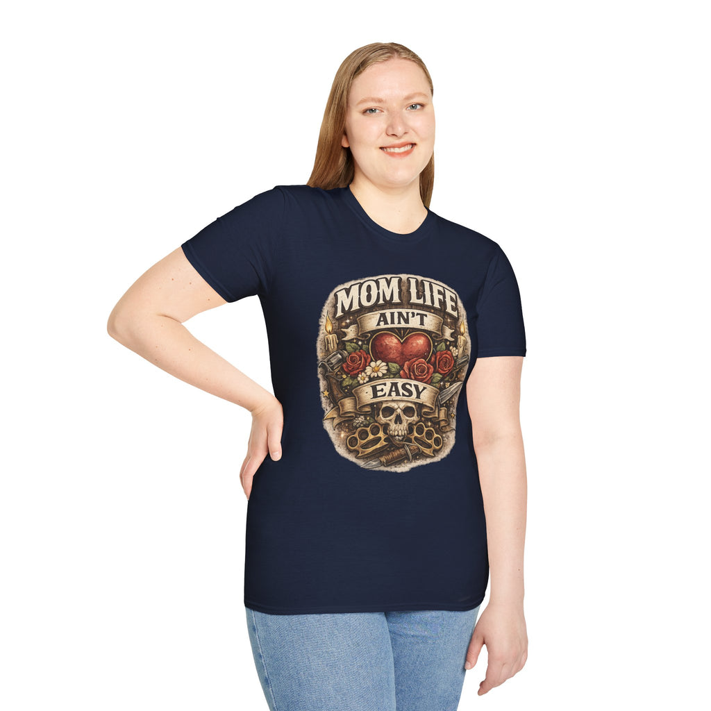 Mom Life Ain't Easy Unisex Softstyle T-Shirt - Perfect Gift for Moms