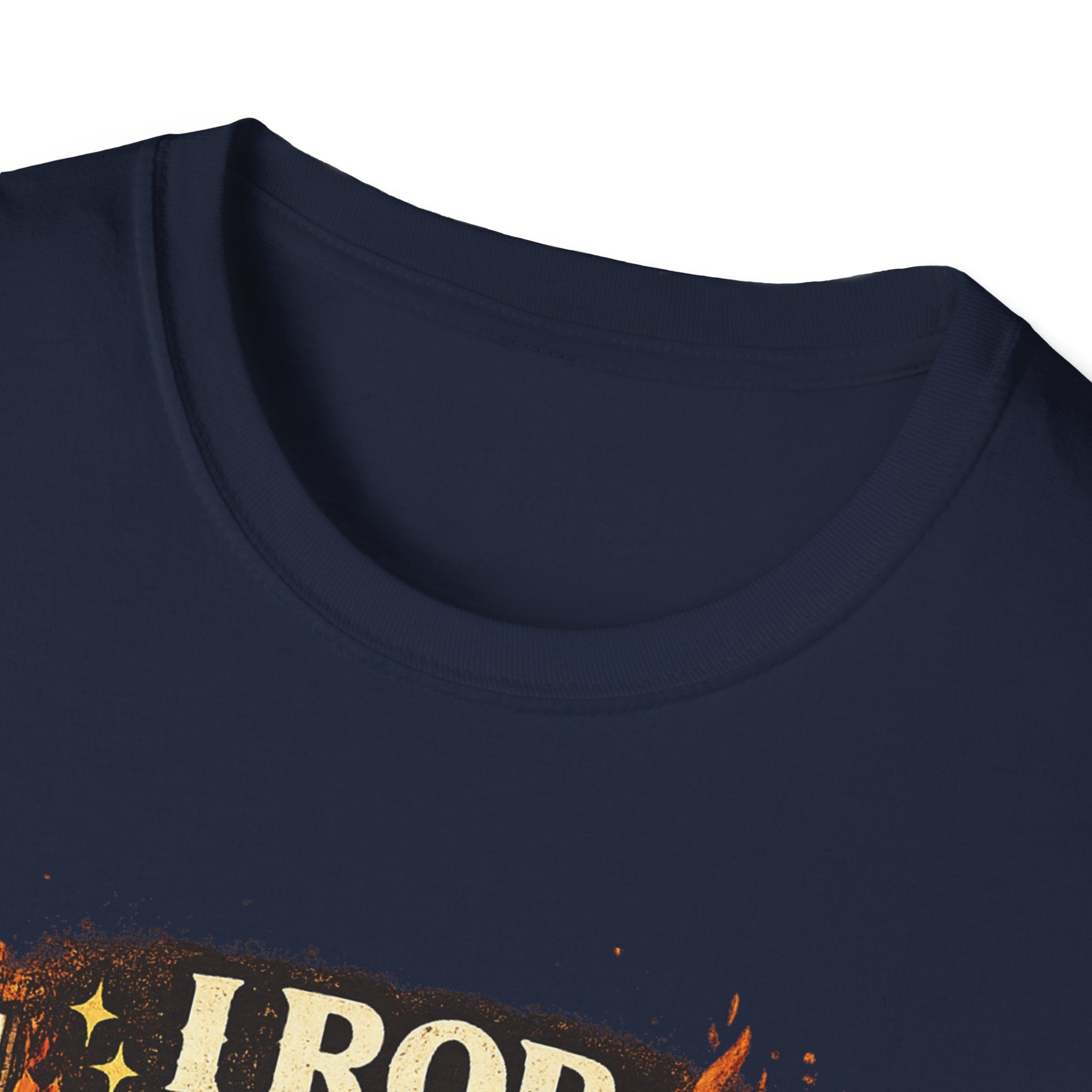 T-Shirt — "I Rob Hell for a Living" Flaming Cross Graphic