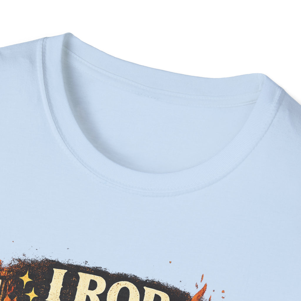 T-Shirt — "I Rob Hell for a Living" Flaming Cross Graphic