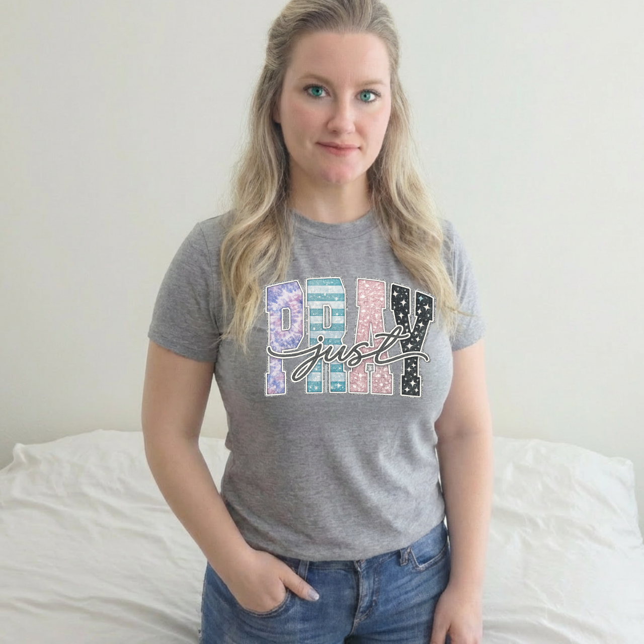 T-Shirt — "Busy Just" Pastel Pattern Graphic Tee