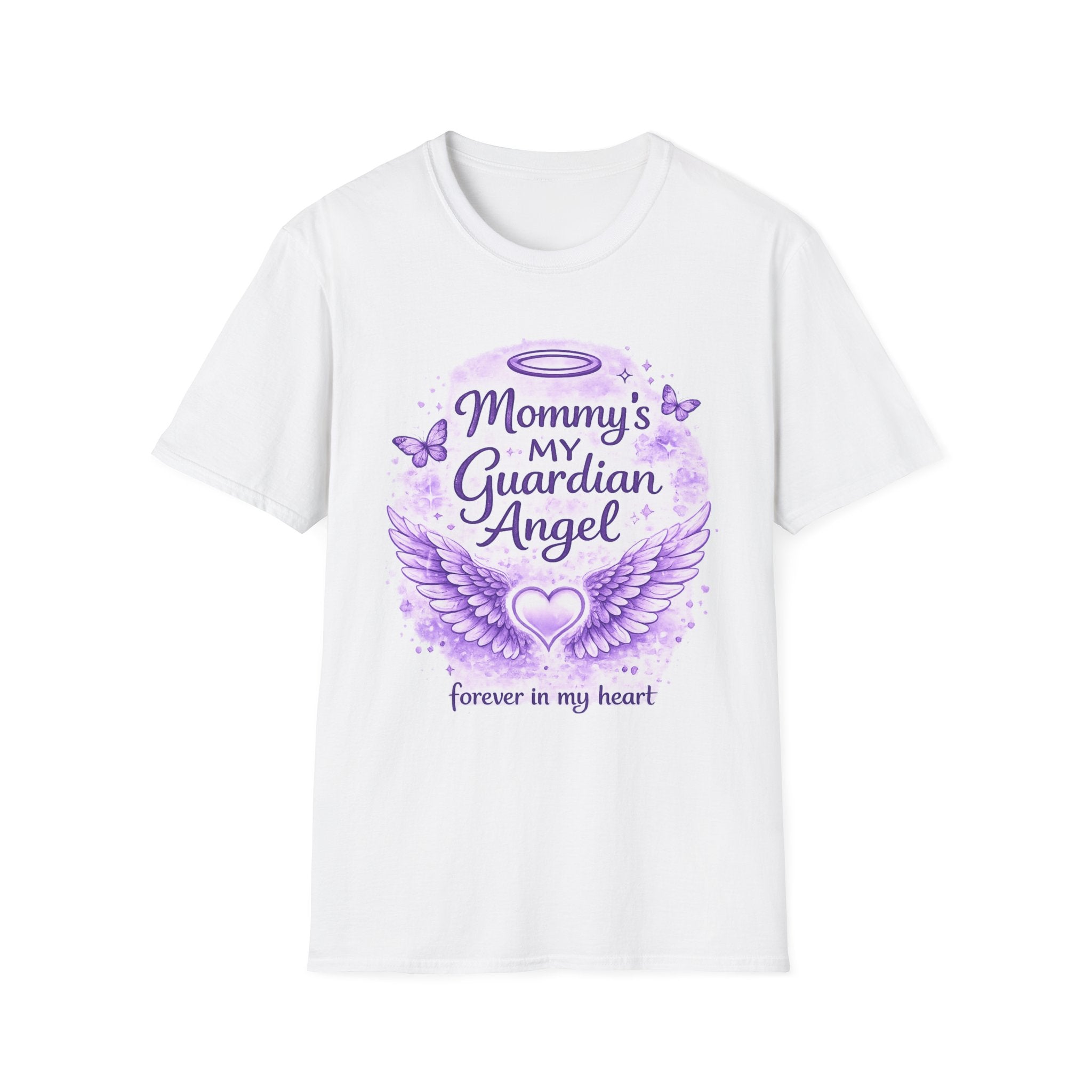T-Shirt — "Mommy’s My Guardian Angel" Memorial Tee (Purple Wings & Heart)