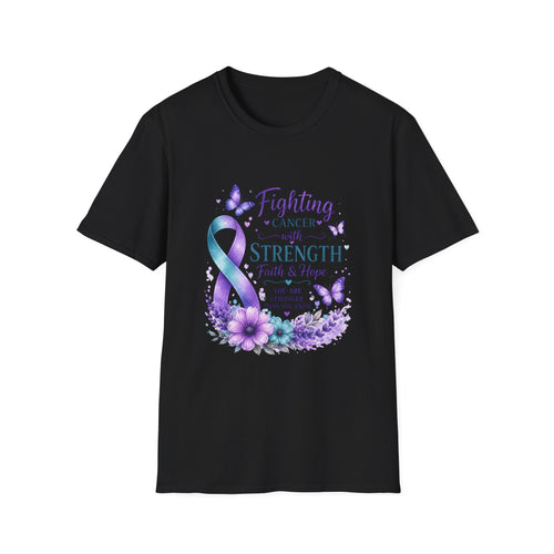 Cancer Awareness Ribbon T-Shirt – "Fighting Cancer with Strength, Faith & Hope"