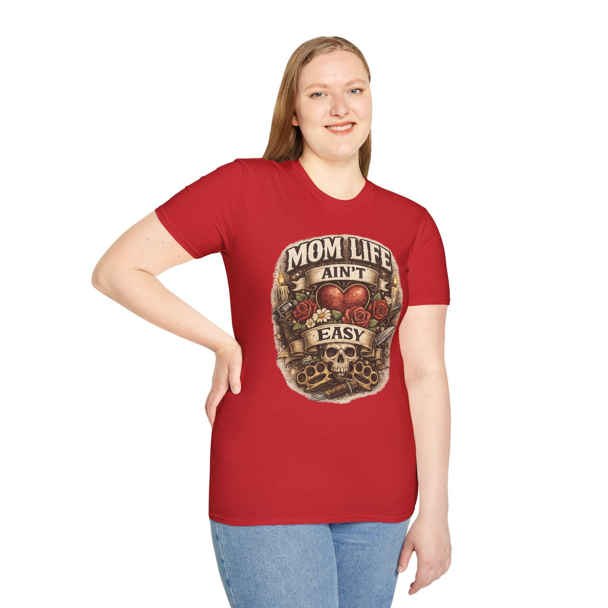 Mom Life Ain't Easy Unisex Softstyle T-Shirt - Perfect Gift for Moms