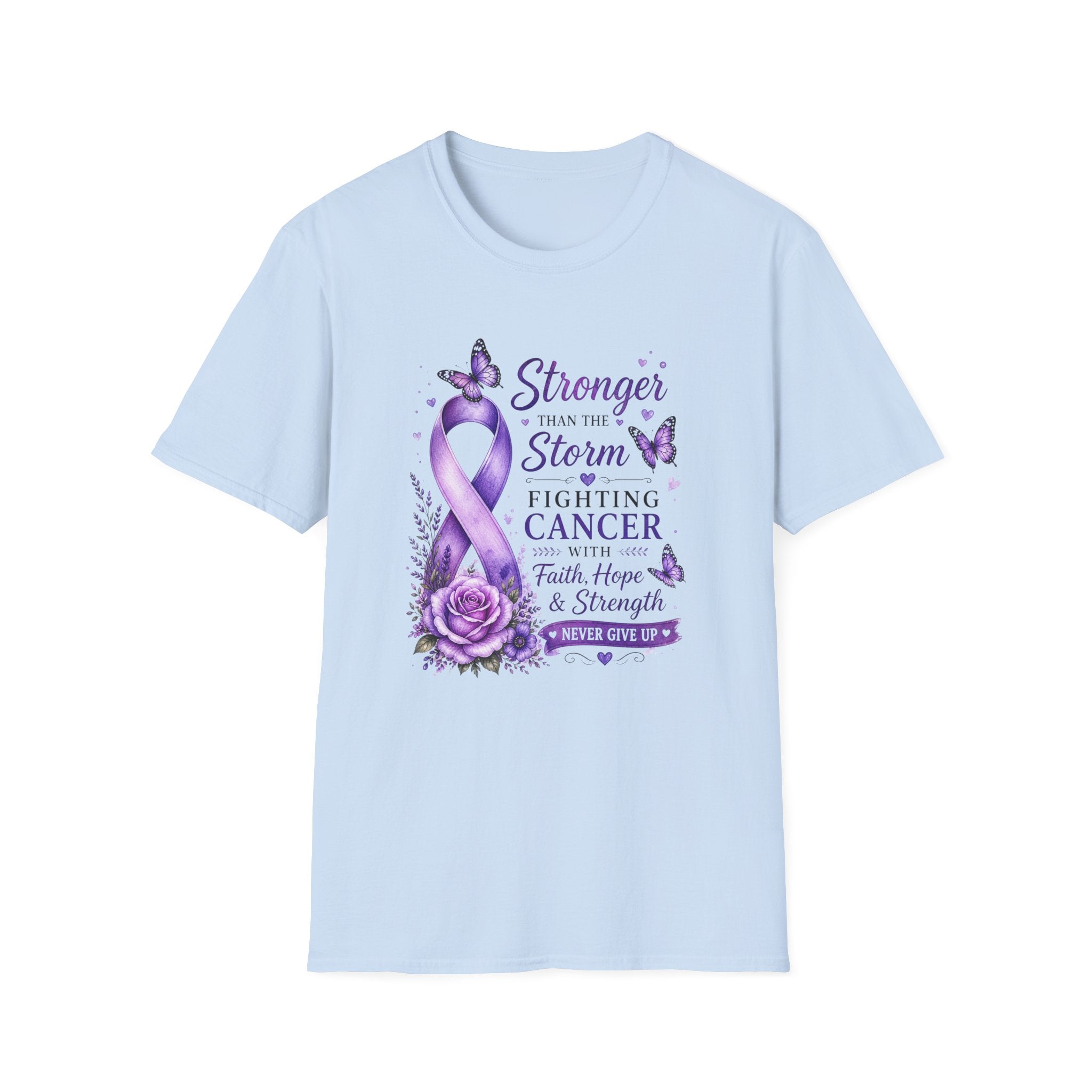 Cancer Awareness T-Shirt — "Stronger Than the Storm" Purple Ribbon Support Tee