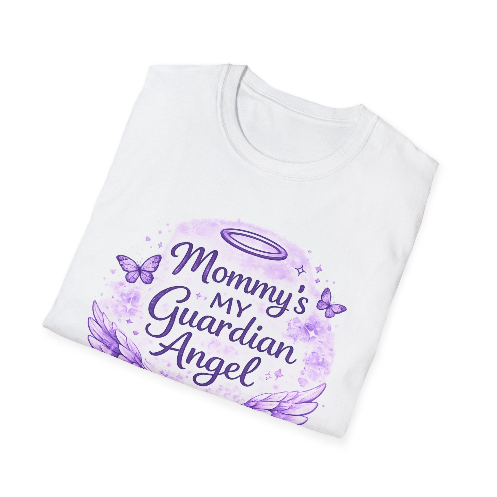 T-Shirt — "Mommy’s My Guardian Angel" Memorial Tee (Purple Wings & Heart)