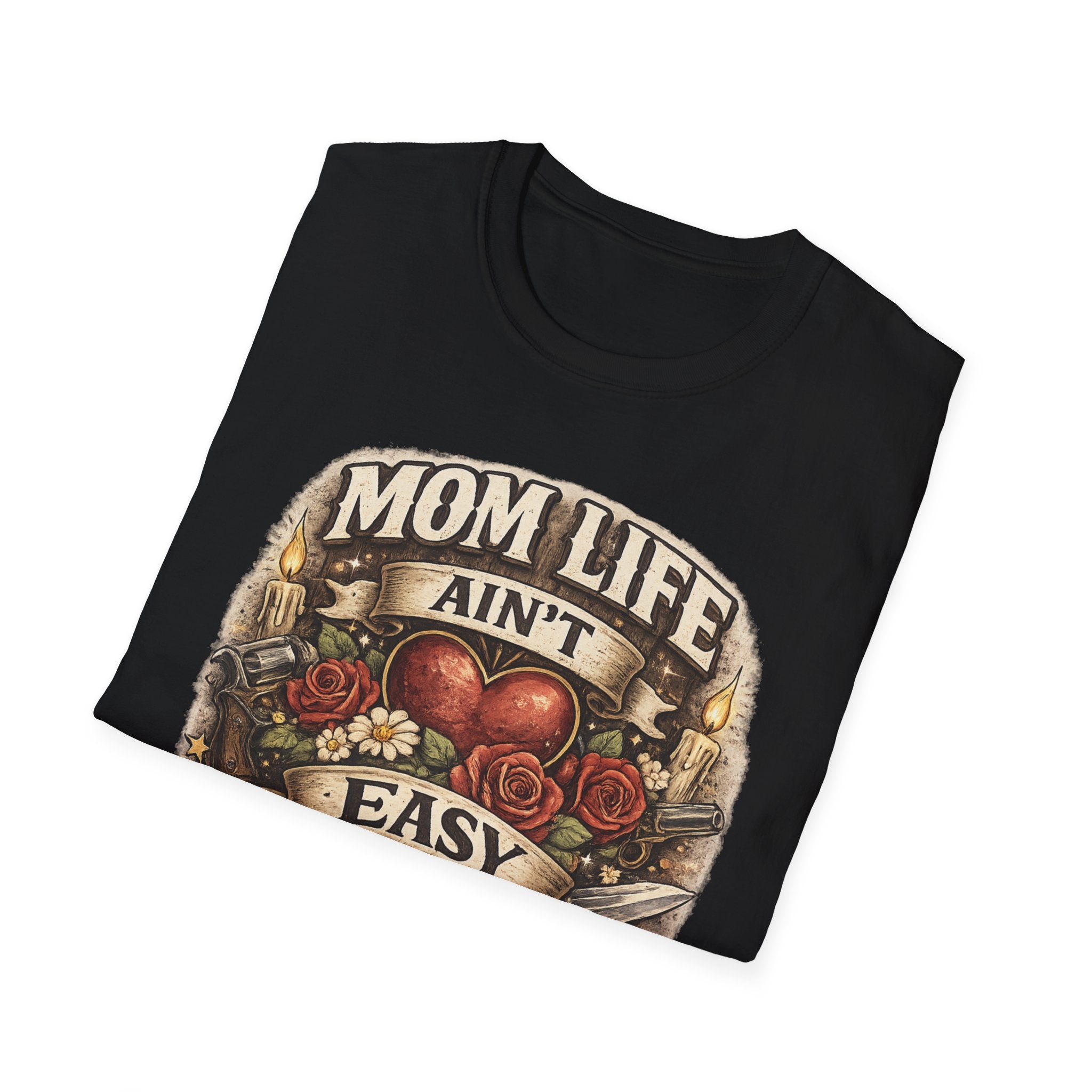 Mom Life Ain't Easy Unisex Softstyle T-Shirt - Perfect Gift for Moms