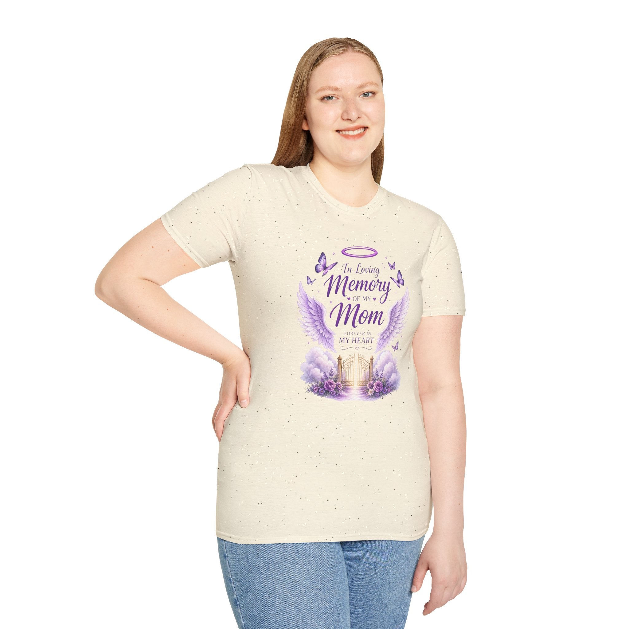 In Loving Memory Mom T-Shirt – Memorial Angel Wings Tribute