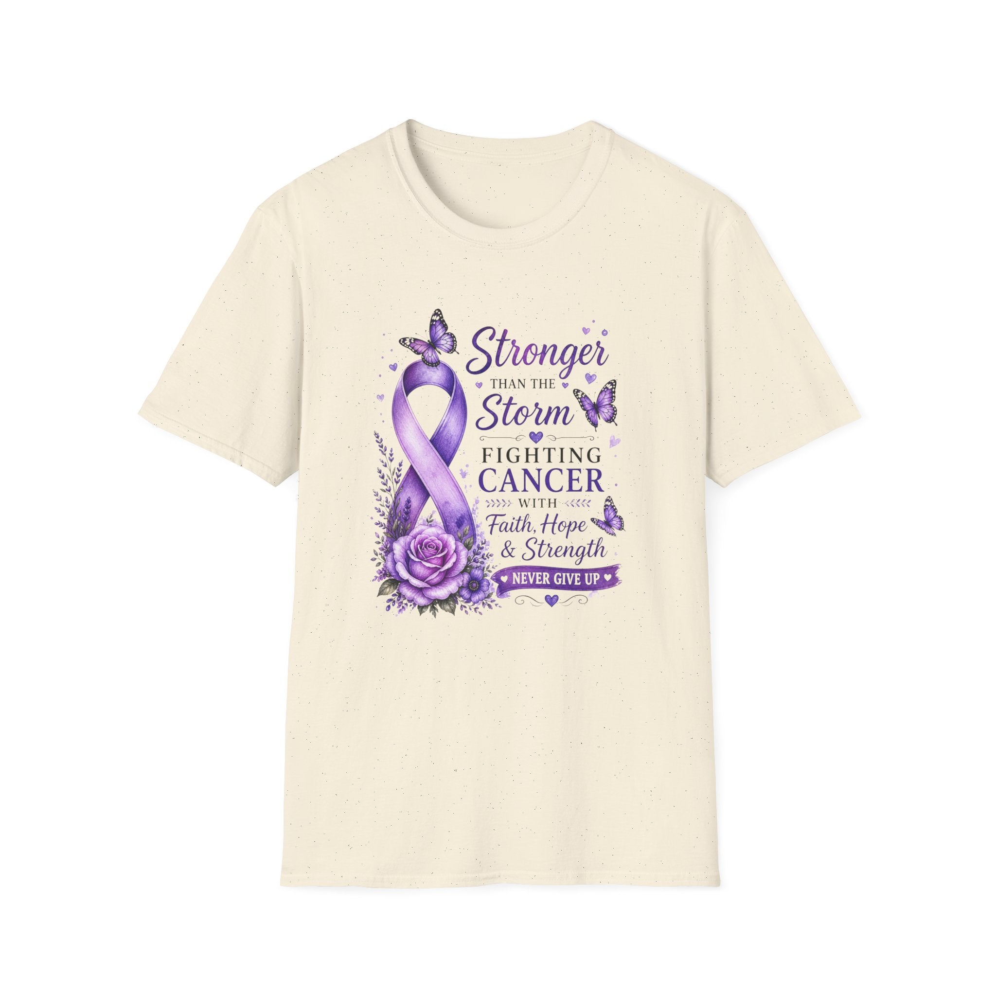Cancer Awareness T-Shirt — "Stronger Than the Storm" Purple Ribbon Support Tee