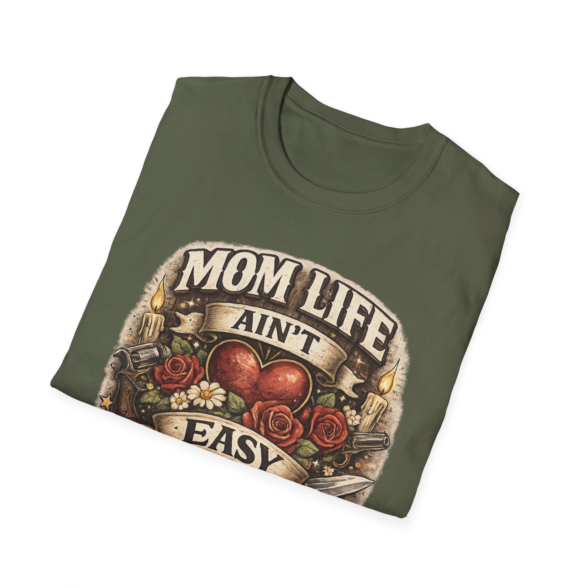 Mom Life Ain't Easy Unisex Softstyle T-Shirt - Perfect Gift for Moms