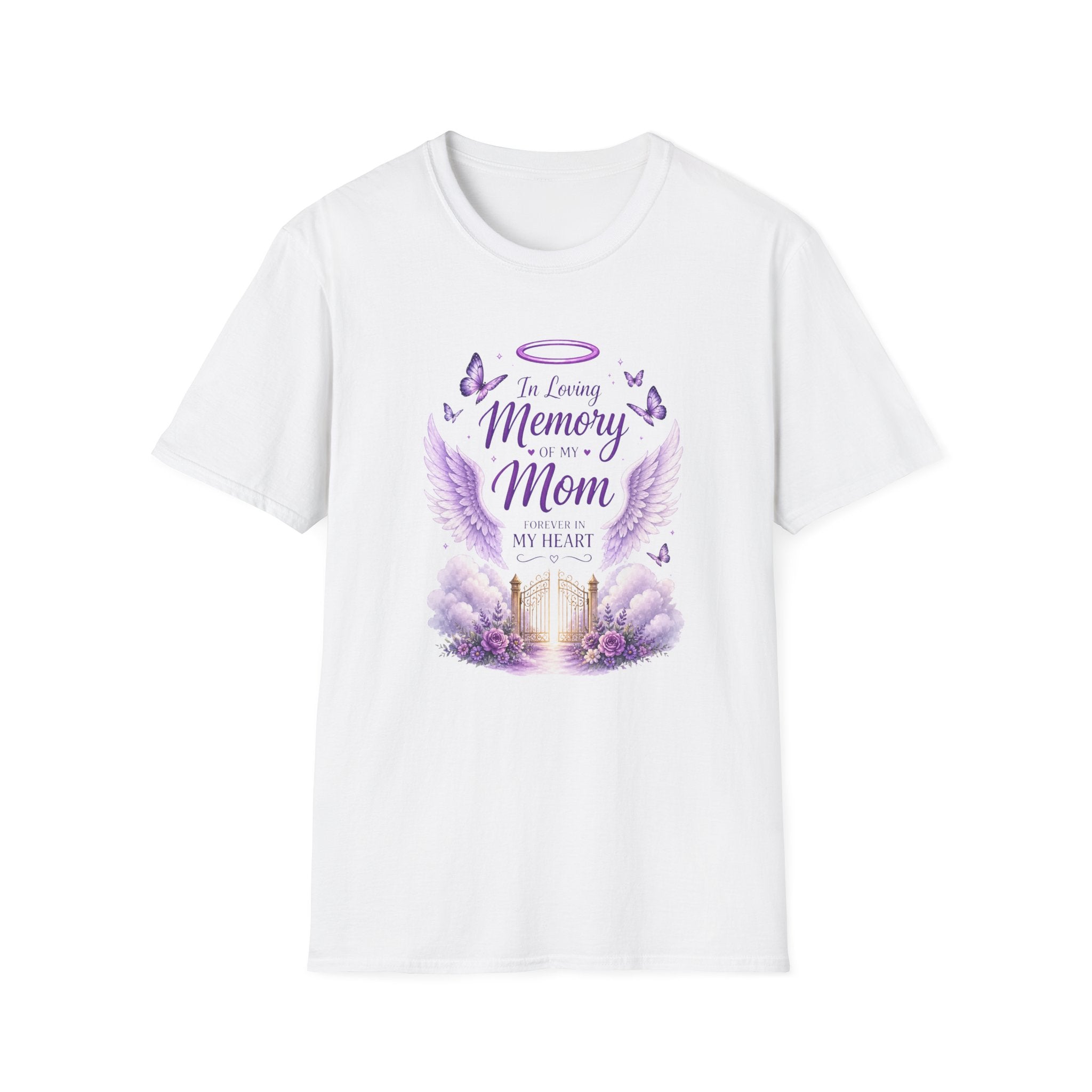 In Loving Memory Mom T-Shirt – Memorial Angel Wings Tribute