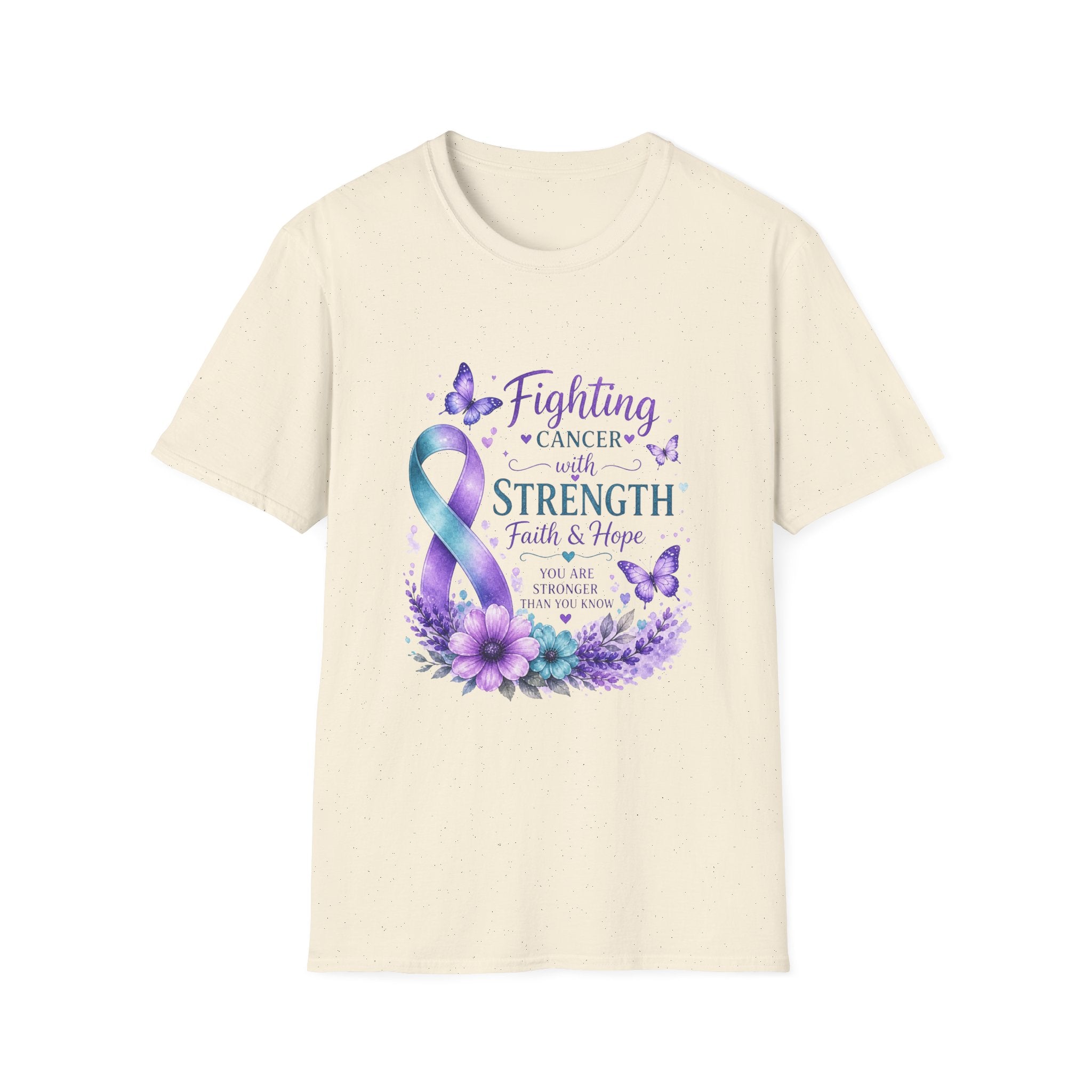 Cancer Awareness Ribbon T-Shirt – "Fighting Cancer with Strength, Faith & Hope"