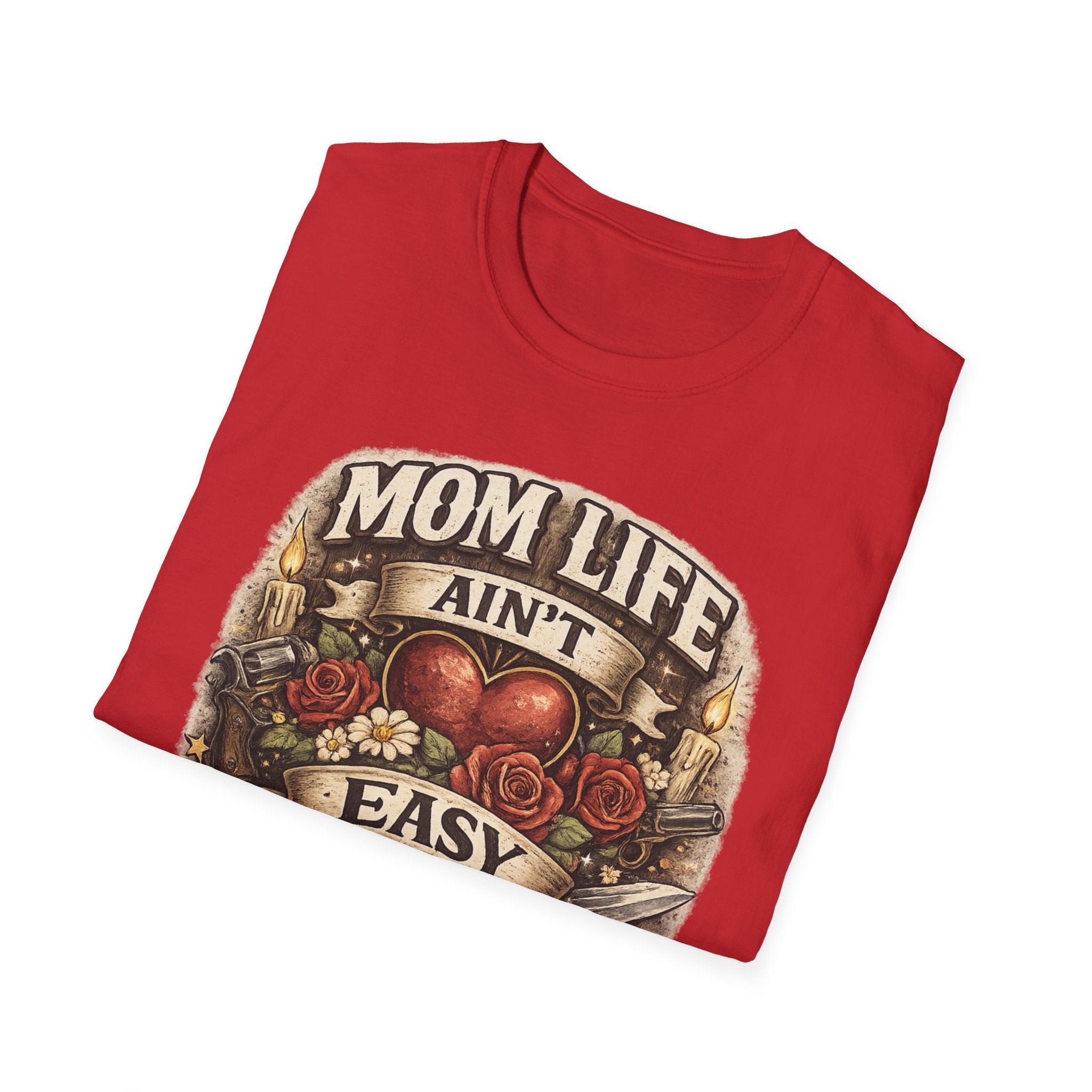 Mom Life Ain't Easy Unisex Softstyle T-Shirt - Perfect Gift for Moms