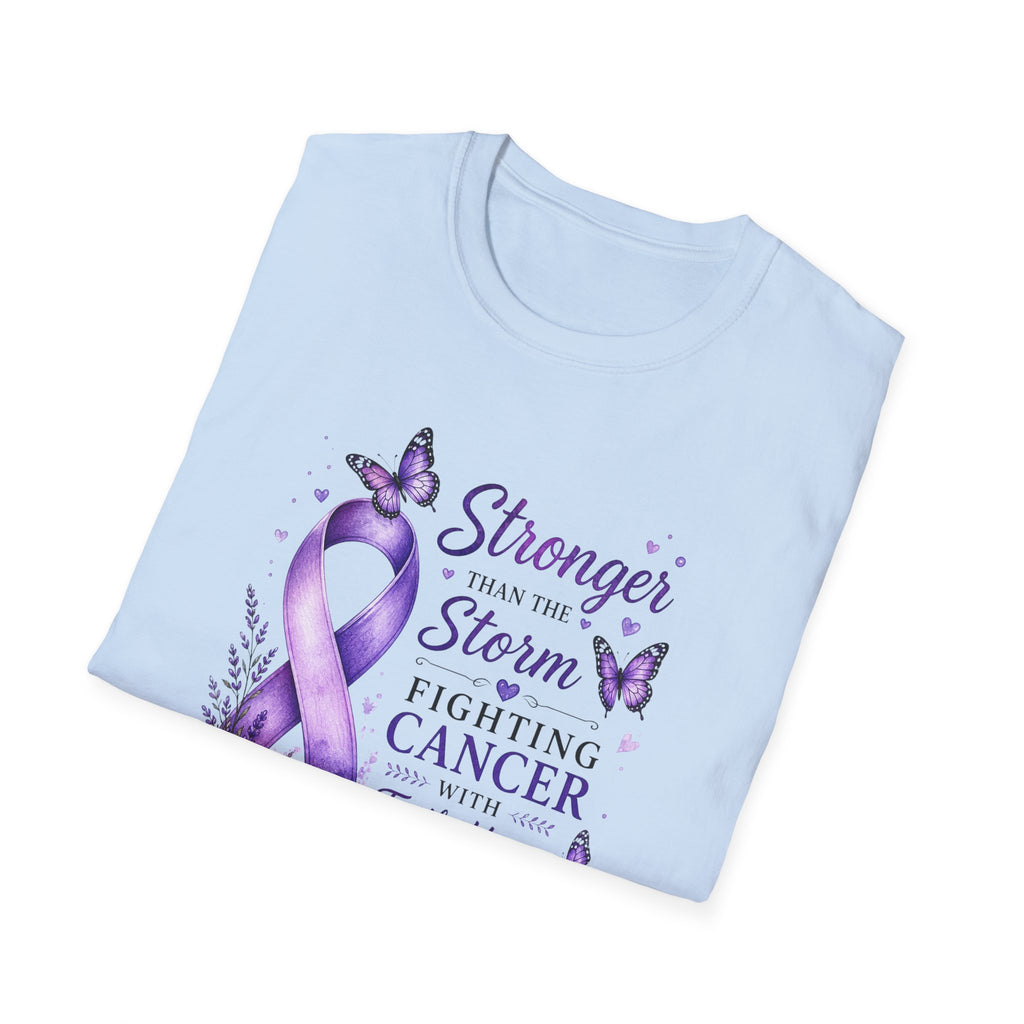 Cancer Awareness T-Shirt — "Stronger Than the Storm" Purple Ribbon Support Tee